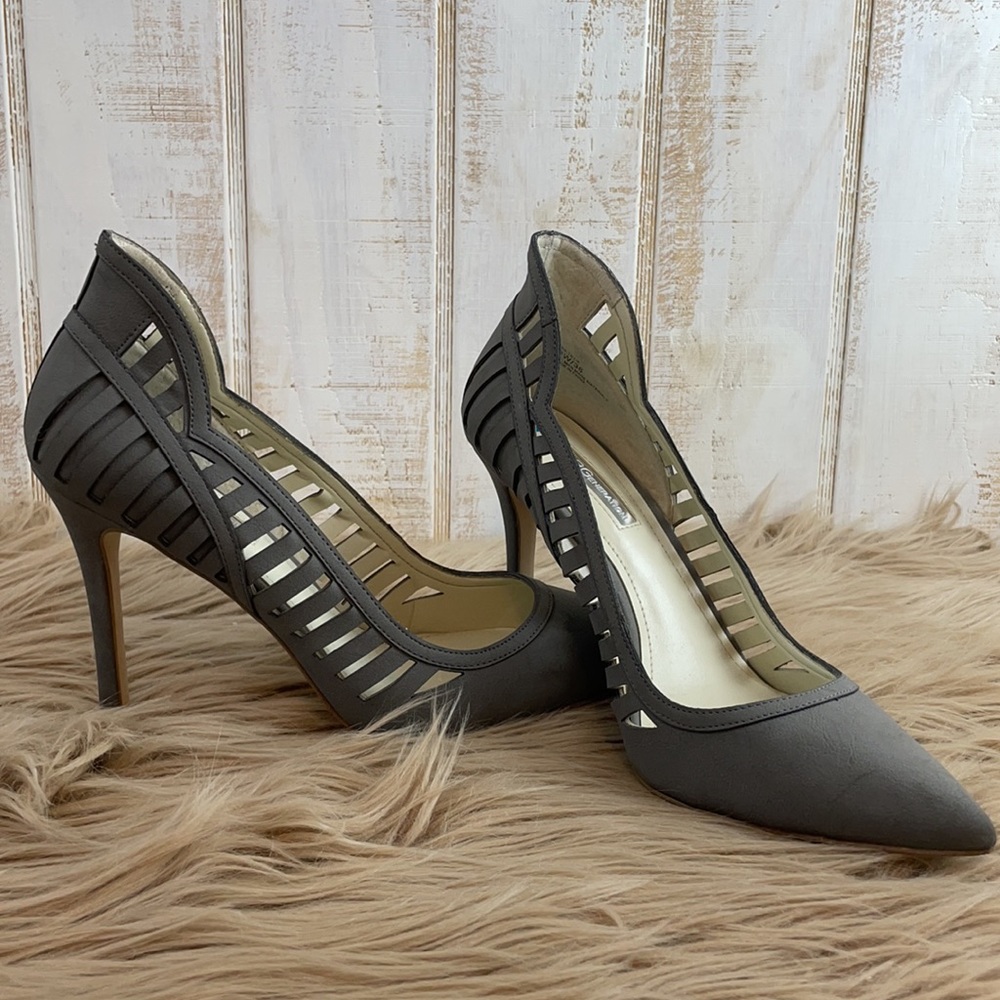 BCBGeneration Gray Scalloped Cut-Out Heels - Picture 2 of 6